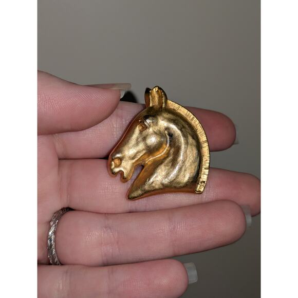 Authentic Hermes GP Gold Large Cheval Horse Single Earring Bijouterie Fantaisie - Picture 4 of 7